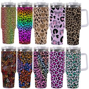 40oz leopard print car thermos cup