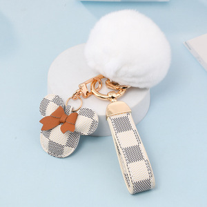 10-color Mickey head keychain + fur ball set