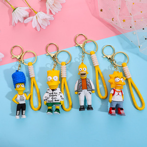 Simpsons cartoon key chain doll cute couple pendant trinket