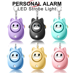 Cute cat personal alarm, outdoor children, ladies, emergency self-defense keychain.