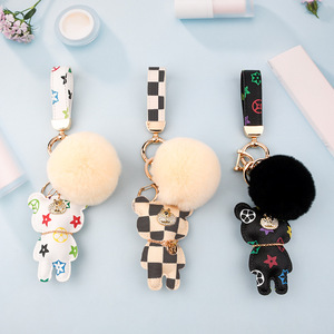 6-color bear keychain + fur ball set