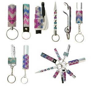 9 colors/bling 8 pieces self-defense keychain set