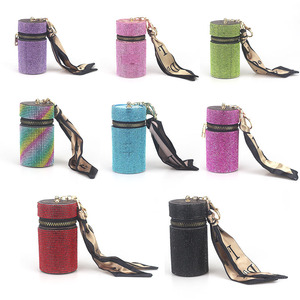 8 color bling lipstick bag keychain